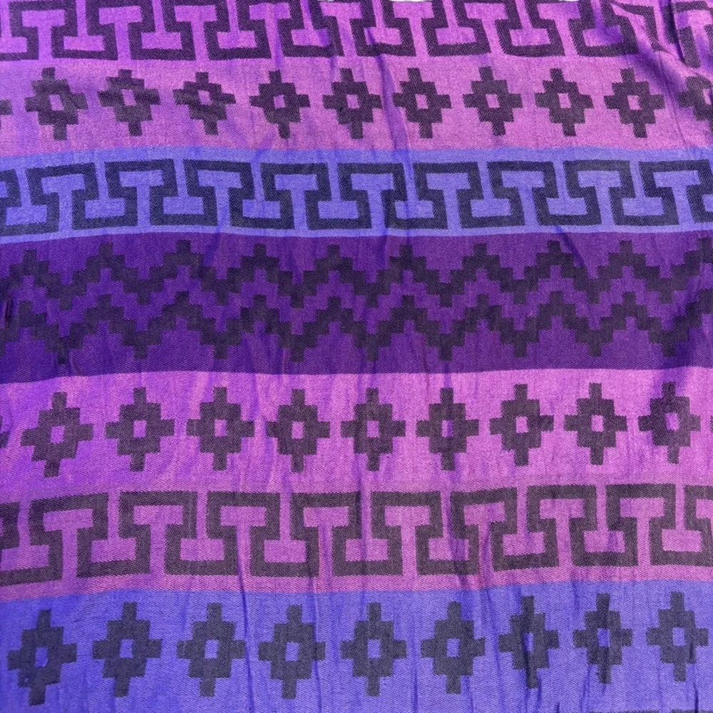 Purple Andean Llama Geometric Sun Motif Fringed Shawl Wrap‎ Scarf